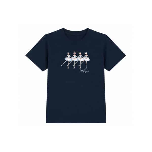 T shirt Lac des cygnes fille bleu